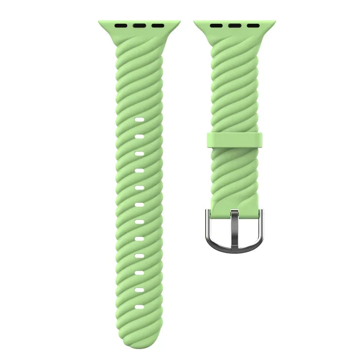 단색 트위스트 실리콘 교체 스트랩 시계줄, Apple Watch 시리즈용, 7 41mm / 6 & SE & 5 & 4 40mm / 3 & 2 & 1 38mm, 7 45mm / 6 & SE & 5 & 4 44mm / 3 & 2 & 1 42mm