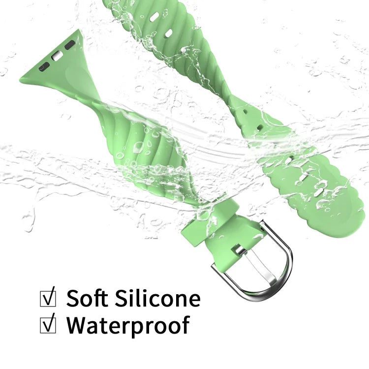 단색 트위스트 실리콘 교체 스트랩 시계줄, Apple Watch 시리즈용, 7 41mm / 6 & SE & 5 & 4 40mm / 3 & 2 & 1 38mm, 7 45mm / 6 & SE & 5 & 4 44mm / 3 & 2 & 1 42mm