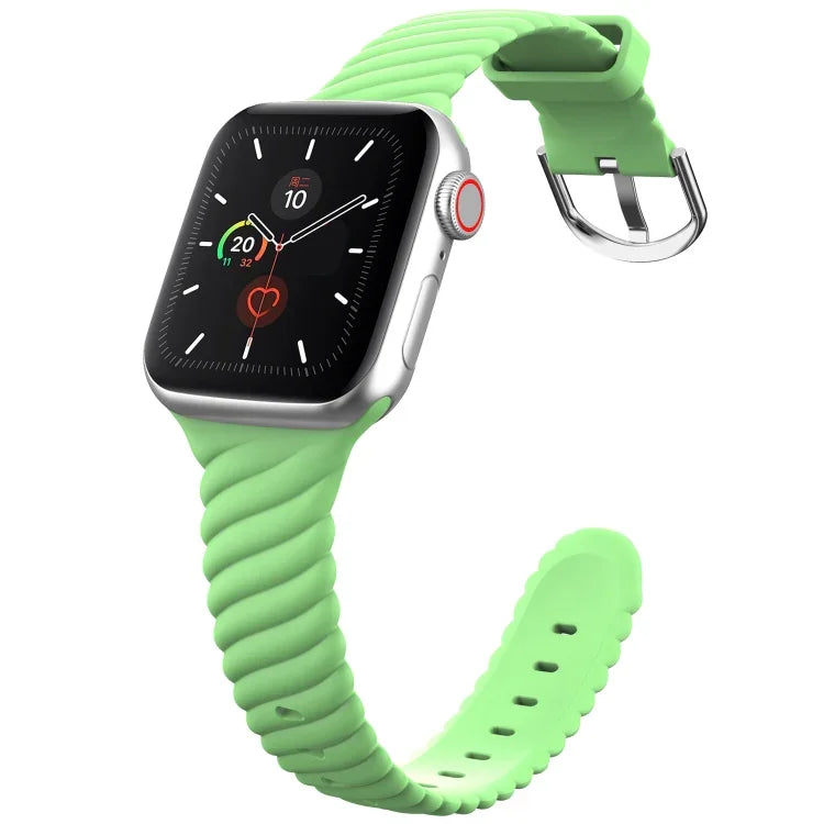 단색 트위스트 실리콘 교체 스트랩 시계줄, Apple Watch 시리즈용, 7 41mm / 6 & SE & 5 & 4 40mm / 3 & 2 & 1 38mm, 7 45mm / 6 & SE & 5 & 4 44mm / 3 & 2 & 1 42mm