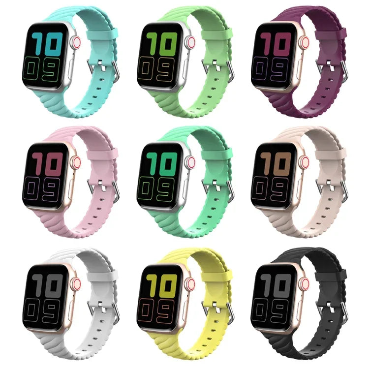 단색 트위스트 실리콘 교체 스트랩 시계줄, Apple Watch 시리즈용, 7 41mm / 6 & SE & 5 & 4 40mm / 3 & 2 & 1 38mm, 7 45mm / 6 & SE & 5 & 4 44mm / 3 & 2 & 1 42mm