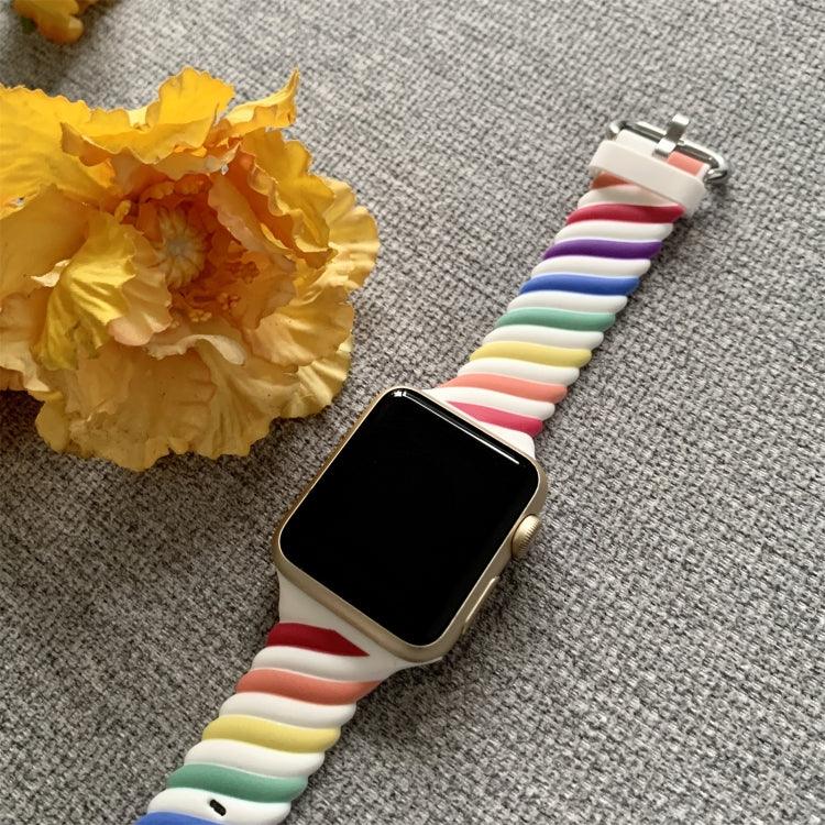 투톤 트위스트 실리콘 교체 스트랩 시계줄, Apple Watch 시리즈용, 7 41mm / 6 & SE & 5 & 4 40mm / 3 & 2 & 1 38mm, 7 45mm / 6 & SE & 5 & 4 44mm / 3 & 2 & 1 42mm