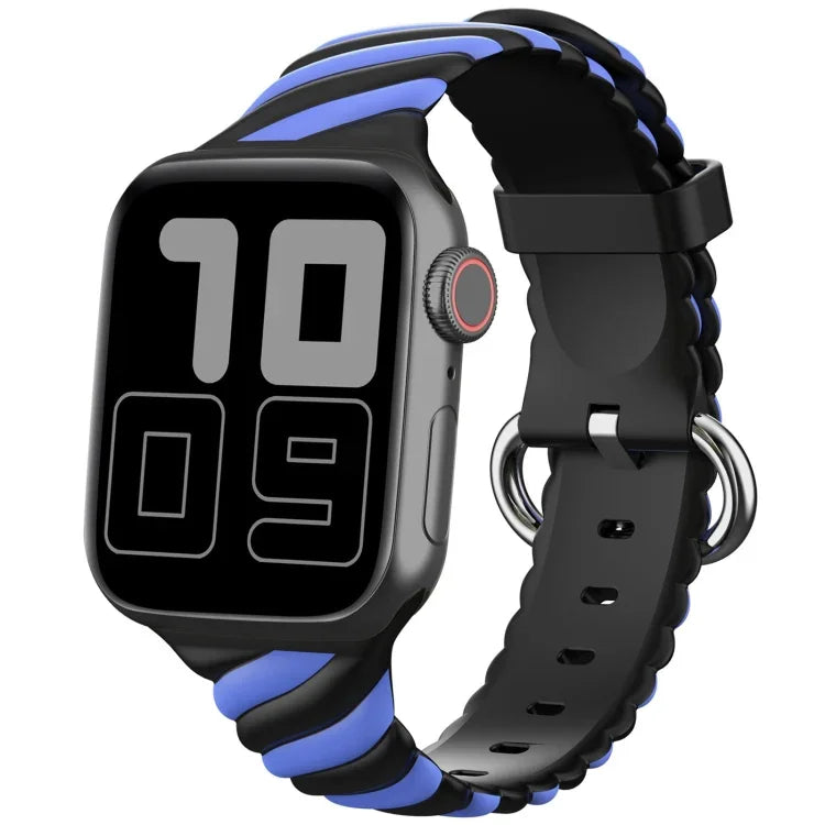 투톤 트위스트 실리콘 교체 스트랩 시계줄, Apple Watch 시리즈용, 7 41mm / 6 & SE & 5 & 4 40mm / 3 & 2 & 1 38mm, 7 45mm / 6 & SE & 5 & 4 44mm / 3 & 2 & 1 42mm