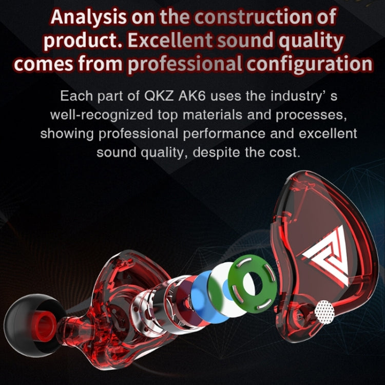 QKZ AK6 3.5mm In-Ear Wired Subwoofer Sports Earphone, Cable Length: About 1.2m, 1 Pair, 1 PCS