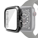 전기 도금 PC 단일 행 다이아몬드 보호 케이스 강화 유리 필름 포함, Apple Watch 시리즈용, Apple Watch 시리즈 6 / 5 / 4 / Watch SE 40mm용, Apple Watch 시리즈 6 / 5 / 4 / Watch SE 44mm용
