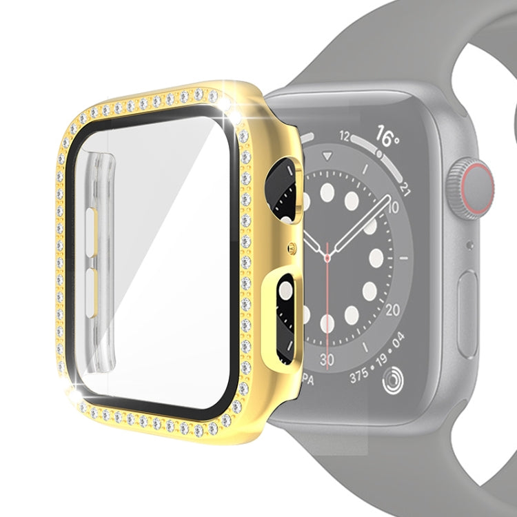 전기 도금 PC 단일 행 다이아몬드 보호 케이스 강화 유리 필름 포함, Apple Watch 시리즈용, Apple Watch 시리즈 6 / 5 / 4 / Watch SE 40mm용, Apple Watch 시리즈 6 / 5 / 4 / Watch SE 44mm용