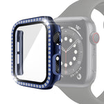전기 도금 PC 단일 행 다이아몬드 보호 케이스 강화 유리 필름 포함, Apple Watch 시리즈용, Apple Watch 시리즈 6 / 5 / 4 / Watch SE 40mm용, Apple Watch 시리즈 6 / 5 / 4 / Watch SE 44mm용