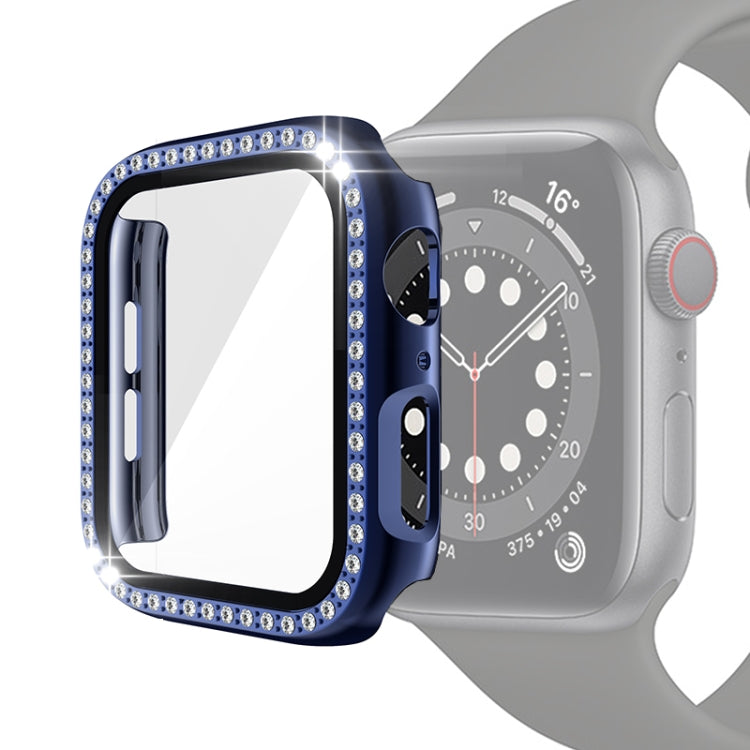 전기 도금 PC 단일 행 다이아몬드 보호 케이스 강화 유리 필름 포함, Apple Watch 시리즈용, Apple Watch 시리즈 6 / 5 / 4 / Watch SE 40mm용, Apple Watch 시리즈 6 / 5 / 4 / Watch SE 44mm용