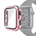 전기 도금 PC 단일 행 다이아몬드 보호 케이스 강화 유리 필름 포함, Apple Watch 시리즈용, Apple Watch 시리즈 6 / 5 / 4 / Watch SE 40mm용, Apple Watch 시리즈 6 / 5 / 4 / Watch SE 44mm용