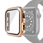 전기 도금 PC 단일 행 다이아몬드 보호 케이스 강화 유리 필름 포함, Apple Watch 시리즈용, Apple Watch 시리즈 6 / 5 / 4 / Watch SE 40mm용, Apple Watch 시리즈 6 / 5 / 4 / Watch SE 44mm용