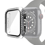 전기 도금 PC 단일 행 다이아몬드 보호 케이스 강화 유리 필름 포함, Apple Watch 시리즈용, Apple Watch 시리즈 6 / 5 / 4 / Watch SE 40mm용, Apple Watch 시리즈 6 / 5 / 4 / Watch SE 44mm용