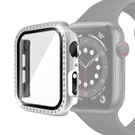 전기 도금 PC 단일 행 다이아몬드 보호 케이스 강화 유리 필름 포함, Apple Watch 시리즈용, Apple Watch 시리즈 6 / 5 / 4 / Watch SE 40mm용, Apple Watch 시리즈 6 / 5 / 4 / Watch SE 44mm용