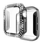 전기 도금 PC 이중 행 다이아몬드 보호 케이스 강화 유리 필름 포함, Apple Watch 시리즈용, Apple Watch 시리즈 6 / 5 / 4 / Watch SE 40mm용, Apple Watch 시리즈 6 / 5 / 4 / Watch SE 44mm용