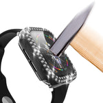 전기 도금 PC 이중 행 다이아몬드 보호 케이스 강화 유리 필름 포함, Apple Watch 시리즈용, Apple Watch 시리즈 6 / 5 / 4 / Watch SE 40mm용, Apple Watch 시리즈 6 / 5 / 4 / Watch SE 44mm용