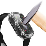 전기 도금 PC 이중 줄 다이아몬드 보호 케이스 및 강화 유리 필름, Apple Watch 시리즈용, 3 & 2 & 1 38mm, 3 & 2 & 1 42mm