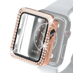 전기 도금 PC 이중 줄 다이아몬드 보호 케이스 및 강화 유리 필름, Apple Watch 시리즈용, 3 & 2 & 1 38mm, 3 & 2 & 1 42mm