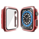 전기 도금 PC 단일 줄 다이아몬드 보호 케이스 및 강화 유리 필름, Apple Watch 시리즈용, 3 & 2 & 1 38mm, 3 & 2 & 1 42mm