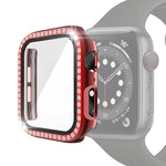 전기 도금 PC 단일 줄 다이아몬드 보호 케이스 및 강화 유리 필름, Apple Watch 시리즈용, 3 & 2 & 1 38mm, 3 & 2 & 1 42mm