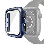 전기 도금 PC 단일 줄 다이아몬드 보호 케이스 및 강화 유리 필름, Apple Watch 시리즈용, 3 & 2 & 1 38mm, 3 & 2 & 1 42mm