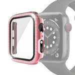 전기 도금 PC 단일 줄 다이아몬드 보호 케이스 및 강화 유리 필름, Apple Watch 시리즈용, 3 & 2 & 1 38mm, 3 & 2 & 1 42mm