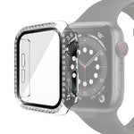 전기 도금 PC 단일 줄 다이아몬드 보호 케이스 및 강화 유리 필름, Apple Watch 시리즈용, 3 & 2 & 1 38mm, 3 & 2 & 1 42mm