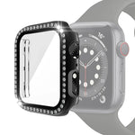 전기 도금 PC 단일 줄 다이아몬드 보호 케이스 및 강화 유리 필름, Apple Watch 시리즈용, 3 & 2 & 1 38mm, 3 & 2 & 1 42mm