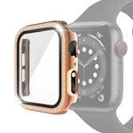 전기 도금 PC 단일 줄 다이아몬드 보호 케이스 및 강화 유리 필름, Apple Watch 시리즈용, 3 & 2 & 1 38mm, 3 & 2 & 1 42mm
