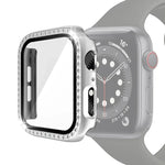 전기 도금 PC 단일 줄 다이아몬드 보호 케이스 및 강화 유리 필름, Apple Watch 시리즈용, 3 & 2 & 1 38mm, 3 & 2 & 1 42mm