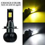 DC9-32V / 3000LM / 30W / 6000K+3000K IP65 Car LED Double Color Fog Light with 12LEDs CSP Lamp Beads, 2 PCS EV15 H7