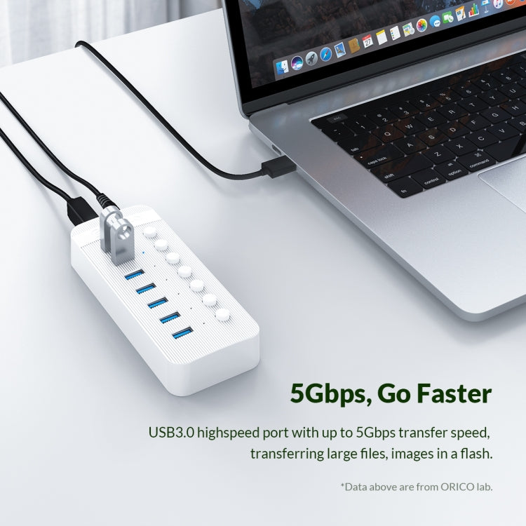 ORICO CT2U3-10AB-WH 10-in-1 플라스틱 스트라이프 멀티포트 USB 허브 개별 스위치 포함, CT2U3-10AB-BK AU 플러그, CT2U3-10AB-WH AU 플러그, CT2U3-10AB-BK UK 플러그, CT2U3-10AB-WH UK 플러그, CT2U3-10AB-BK EU 플러그, CT2U3-10AB-WH EU 플러그