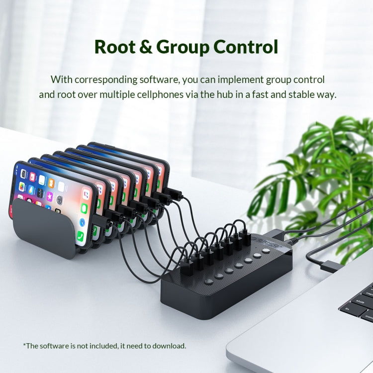 ORICO CT2U3-10AB-WH 10-in-1 플라스틱 스트라이프 멀티포트 USB 허브 개별 스위치 포함, CT2U3-10AB-BK AU 플러그, CT2U3-10AB-WH AU 플러그, CT2U3-10AB-BK UK 플러그, CT2U3-10AB-WH UK 플러그, CT2U3-10AB-BK EU 플러그, CT2U3-10AB-WH EU 플러그