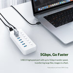 ORICO CT2U3-10AB-WH 10 In 1 Plastic Stripes Multi-Port USB HUB with Individual Switches,, CT2U3-10AB-BK AU Plug, CT2U3-10AB-WH AU Plug, CT2U3-10AB-BK UK Plug, CT2U3-10AB-WH UK Plug, CT2U3-10AB-BK EU Plug, CT2U3-10AB-WH EU Plug