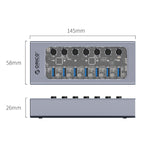 ORICO AT2U3-7AB-GY-BP 7-in-1 알루미늄 합금 멀티포트 USB 허브 개별 스위치 포함, EU 플러그, UK 플러그, AU 플러그