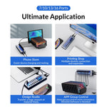 ORICO AT2U3-7AB-GY-BP 7-in-1 알루미늄 합금 멀티포트 USB 허브 개별 스위치 포함, EU 플러그, UK 플러그, AU 플러그