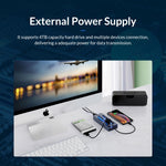 ORICO AT2U3-7AB-GY-BP 7-in-1 알루미늄 합금 멀티포트 USB 허브 개별 스위치 포함, EU 플러그, UK 플러그, AU 플러그