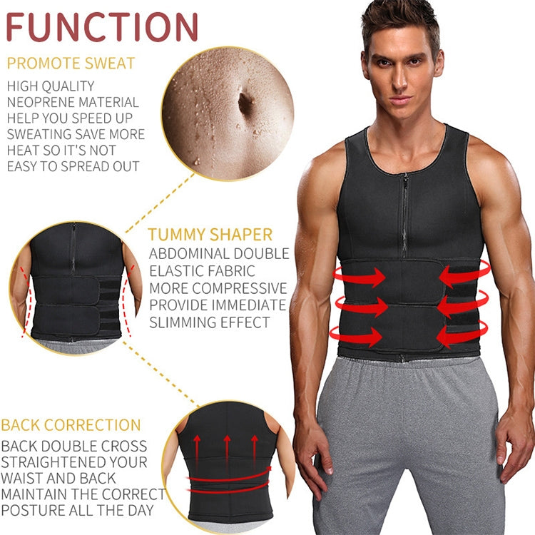 네오프렌 남성 스포츠 바디 셰이퍼 조끼 허리 바디 쉐이핑 코르셋, S, M, L, XL, XXL, XXXL
