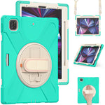 Rotatable Holder Silicone Hybrid PC Tablet Case with Shoulder Strap, For iPad Pro 12.9 2022 / 2021