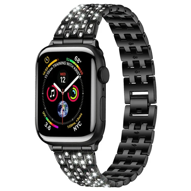 파이브 비즈 다이아몬드 스틸 교체 스트랩 시계줄, Apple Watch 시리즈용, 7 41mm / 6 & SE & 5 & 4 40mm / 3 & 2 & 1 38mm, 7 45mm / 6 & SE & 5 & 4 44mm / 3 & 2 & 1 42mm