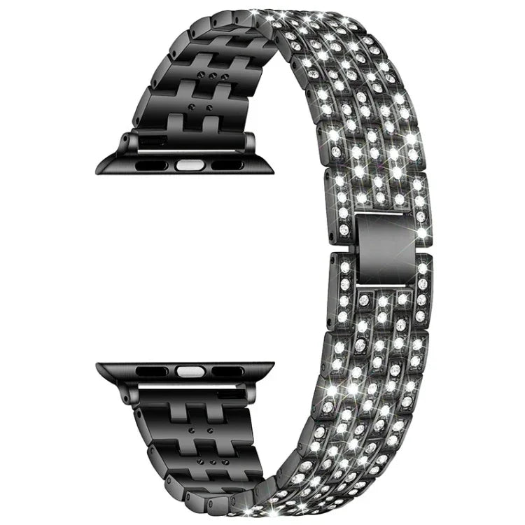 파이브 비즈 다이아몬드 스틸 교체 스트랩 시계줄, Apple Watch 시리즈용, 7 41mm / 6 & SE & 5 & 4 40mm / 3 & 2 & 1 38mm, 7 45mm / 6 & SE & 5 & 4 44mm / 3 & 2 & 1 42mm