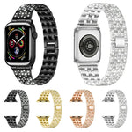 파이브 비즈 다이아몬드 스틸 교체 스트랩 시계줄, Apple Watch 시리즈용, 7 41mm / 6 & SE & 5 & 4 40mm / 3 & 2 & 1 38mm, 7 45mm / 6 & SE & 5 & 4 44mm / 3 & 2 & 1 42mm