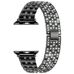 파이브 비즈 다이아몬드 스틸 교체 스트랩 시계줄, Apple Watch 시리즈용, 7 41mm / 6 & SE & 5 & 4 40mm / 3 & 2 & 1 38mm, 7 45mm / 6 & SE & 5 & 4 44mm / 3 & 2 & 1 42mm
