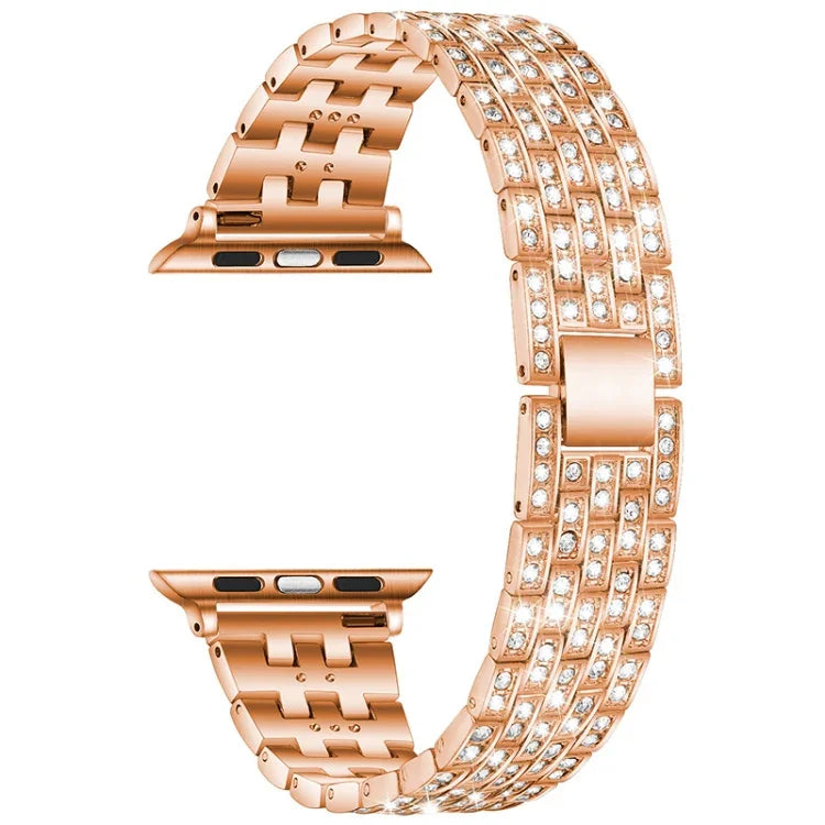 파이브 비즈 다이아몬드 스틸 교체 스트랩 시계줄, Apple Watch 시리즈용, 7 41mm / 6 & SE & 5 & 4 40mm / 3 & 2 & 1 38mm, 7 45mm / 6 & SE & 5 & 4 44mm / 3 & 2 & 1 42mm