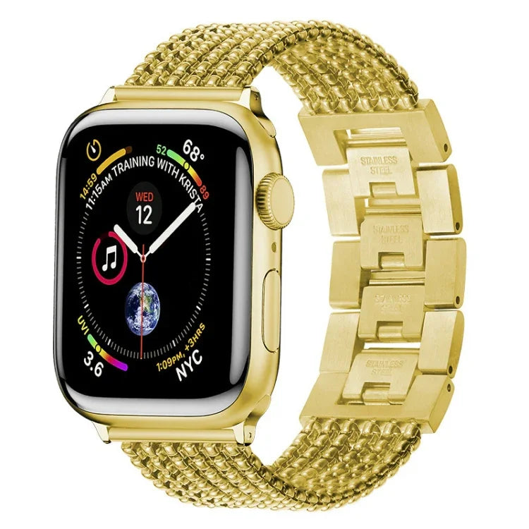 식스 체인스 쓰리 비즈 스틸 교체 스트랩 시계줄, Apple Watch 시리즈용, 7 41mm / 6 & SE & 5 & 4 40mm / 3 & 2 & 1 38mm, 7 45mm / 6 & SE & 5 & 4 44mm / 3 & 2 & 1 42mm