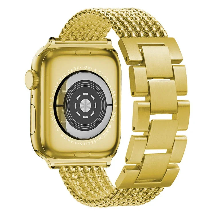 식스 체인스 쓰리 비즈 스틸 교체 스트랩 시계줄, Apple Watch 시리즈용, 7 41mm / 6 & SE & 5 & 4 40mm / 3 & 2 & 1 38mm, 7 45mm / 6 & SE & 5 & 4 44mm / 3 & 2 & 1 42mm