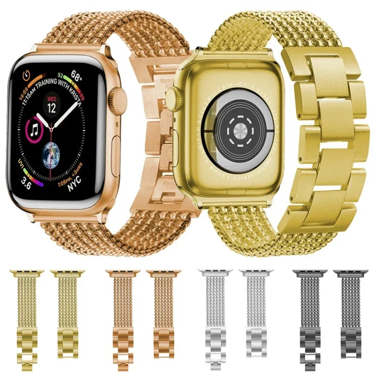 식스 체인스 쓰리 비즈 스틸 교체 스트랩 시계줄, Apple Watch 시리즈용, 7 41mm / 6 & SE & 5 & 4 40mm / 3 & 2 & 1 38mm, 7 45mm / 6 & SE & 5 & 4 44mm / 3 & 2 & 1 42mm