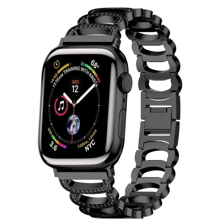 C형 다이아몬드 스틸 교체 스트랩 시계줄, Apple Watch 시리즈용, 7 41mm / 6 & SE & 5 & 4 40mm / 3 & 2 & 1 38mm, 7 45mm / 6 & SE & 5 & 4 44mm / 3 & 2 & 1 42mm