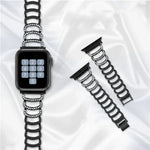C형 다이아몬드 스틸 교체 스트랩 시계줄, Apple Watch 시리즈용, 7 41mm / 6 & SE & 5 & 4 40mm / 3 & 2 & 1 38mm, 7 45mm / 6 & SE & 5 & 4 44mm / 3 & 2 & 1 42mm