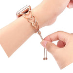 하트 메탈 교체 스트랩 시계줄, Apple Watch 시리즈용, 7 41mm / 6 & SE & 5 & 4 40mm / 3 & 2 & 1 38mm, 7 45mm / 6 & SE & 5 & 4 44mm / 3 & 2 & 1 42mm