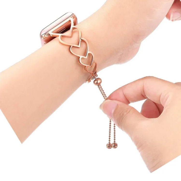 하트 메탈 교체 스트랩 시계줄, Apple Watch 시리즈용, 7 41mm / 6 & SE & 5 & 4 40mm / 3 & 2 & 1 38mm, 7 45mm / 6 & SE & 5 & 4 44mm / 3 & 2 & 1 42mm