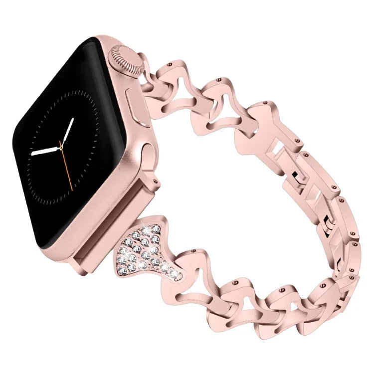 섹터 모양 다이아몬드 메탈 교체 스트랩 시계줄, Apple Watch 시리즈용, 7 41mm / 6 & SE & 5 & 4 40mm / 3 & 2 & 1 38mm, 7 45mm / 6 & SE & 5 & 4 44mm / 3 & 2 & 1 42mm