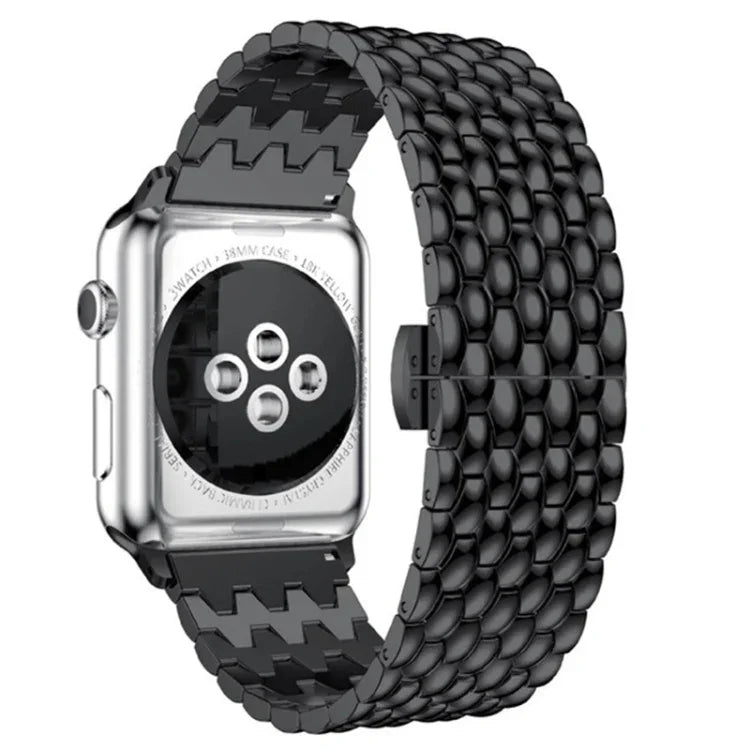 물고기 비늘 텍스처 메탈 교체 스트랩 시계줄, Apple Watch 시리즈용, 7 41mm / 6 & SE & 5 & 4 40mm / 3 & 2 & 1 38mm, 7 45mm / 6 & SE & 5 & 4 44mm / 3 & 2 & 1 42mm